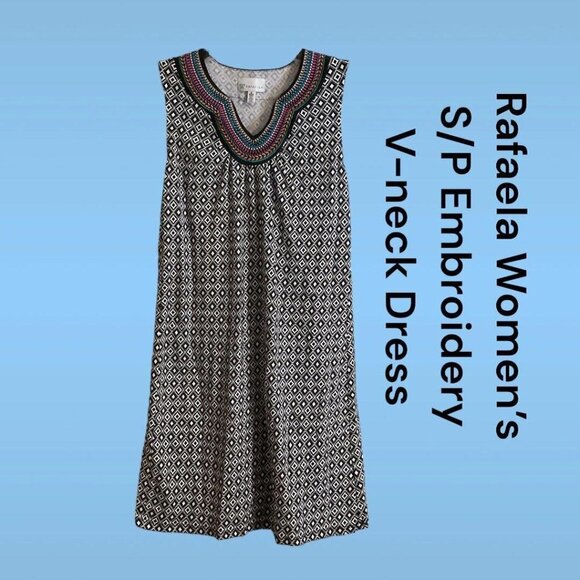 Rafaela Embroidered V-neck Cotton Dress SZ S/P Spring Break Dress - Picture 1 of 8